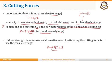 sheet metal shearing force formula